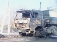 Минувшей ночью в Кемерове сгорел МАЗ (фото)
